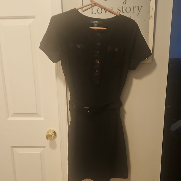 Ralph Lauren Like New  Black Mini Dress with Button Accents - Picture 1 of 4